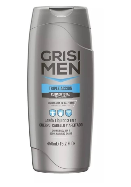 [S03334] JABON CORPORAL LIQ HOMBRE TRIPLE ACCION 3 EN 1 450ML GRISI