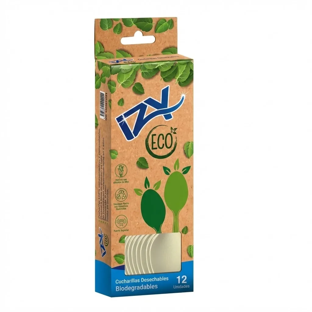 [40120001] Cuchara Biodegradable de Almidon x 12und 6.5 Pulgadas Izy Eco