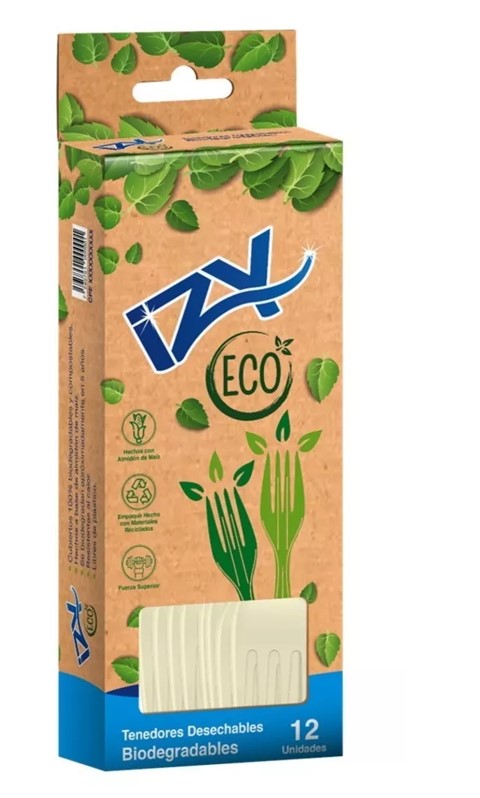 [40120002] TENEDOR BIODEGRADABLE DE ALMIDON X 12UND 6.5 PLG IZY ECO