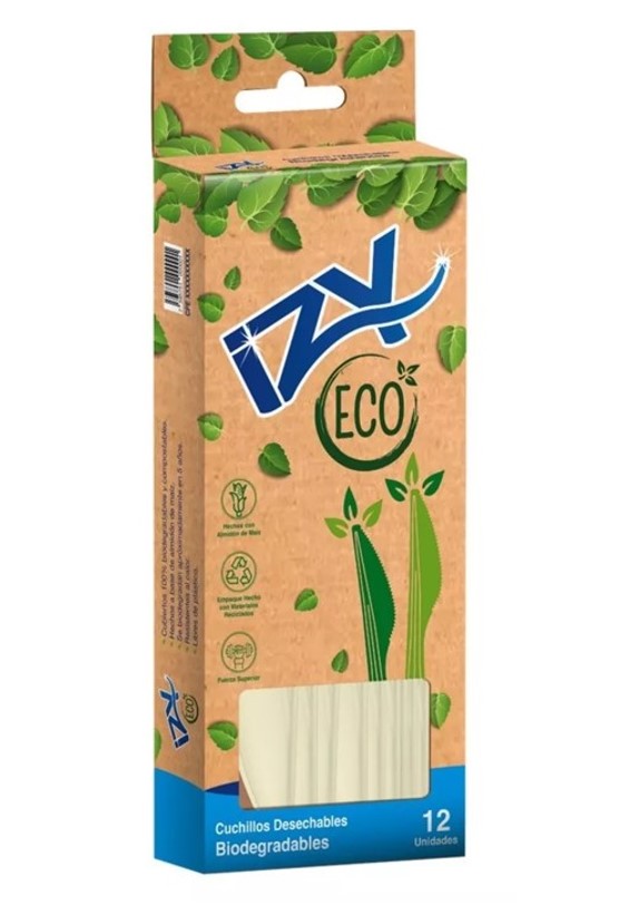 [40120003] CUCHILLO BIODEGRADABLE DE ALMIDON X 12UND 6.5 PLG  IZY ECO