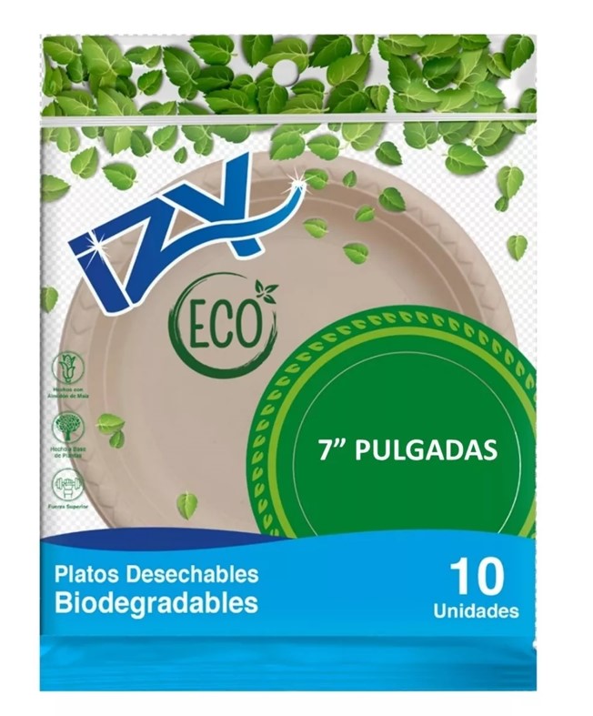 [40130001] PLATO BIODEGRADABLE DE ALMIDON X 10UND 7 PLG IZY ECO
