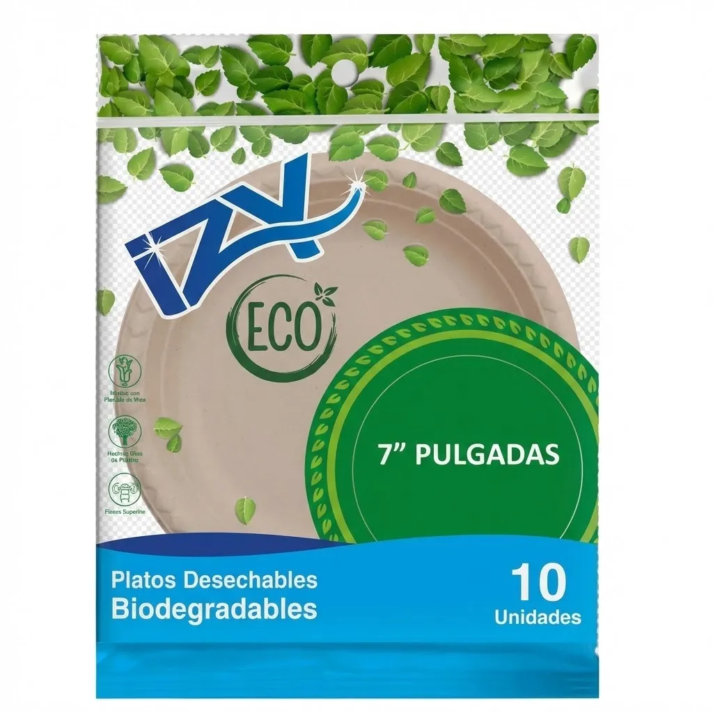 Plato Biodegradable de Almidon x 10und 7 Pulgadas Izy Eco