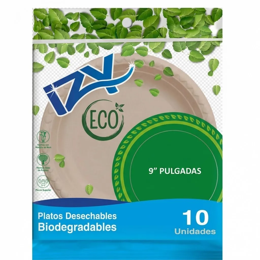 [40130002] Plato Biodegradable de Almidon x 10und 9 Pulgadas Izy Eco