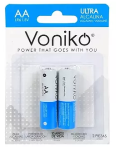 Baterías AA Voniko Alcalinas x2 – Energía Duradera para Control, Juguetes y Hogar (LR6 2B)