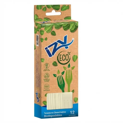 Tenedor Biodegradable de Almidon x 12und 6.5 Pulgadas Izy Eco