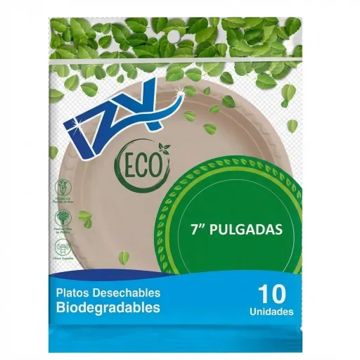 Plato Biodegradable de Almidon x 10und 7 Pulgadas Izy Eco
