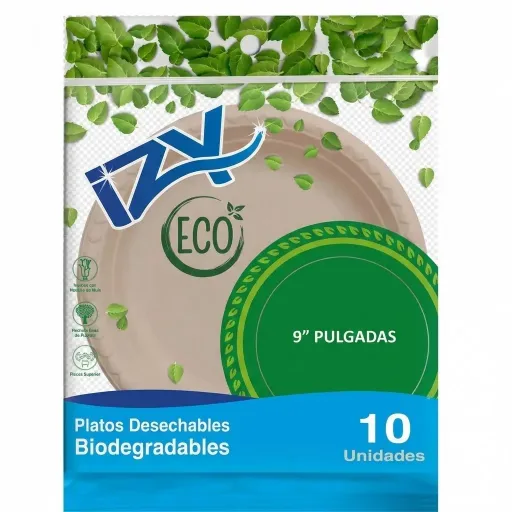 Plato Biodegradable de Almidon x 10und 9 Pulgadas Izy Eco
